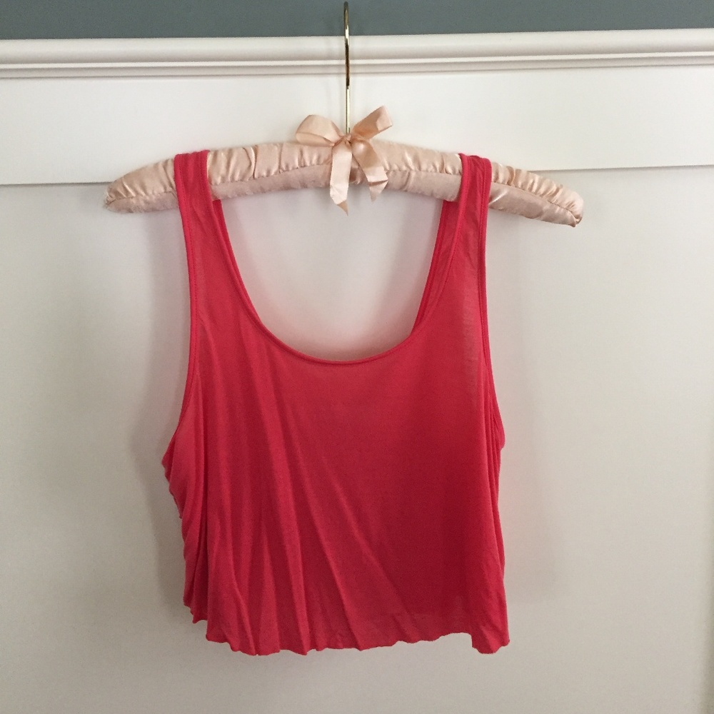 XS FP Beach Coral Ruffle Crop Top